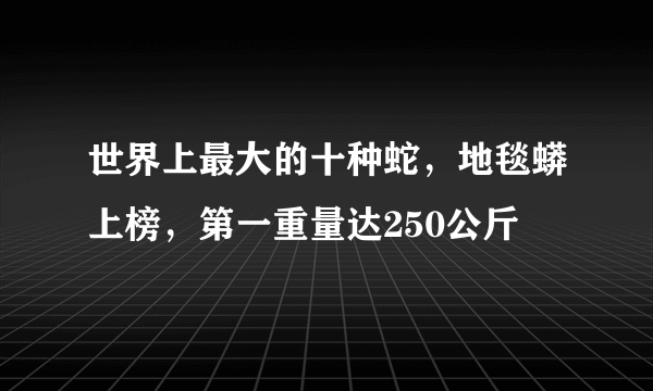 世界上最大的十种蛇，地毯蟒上榜，第一重量达250公斤