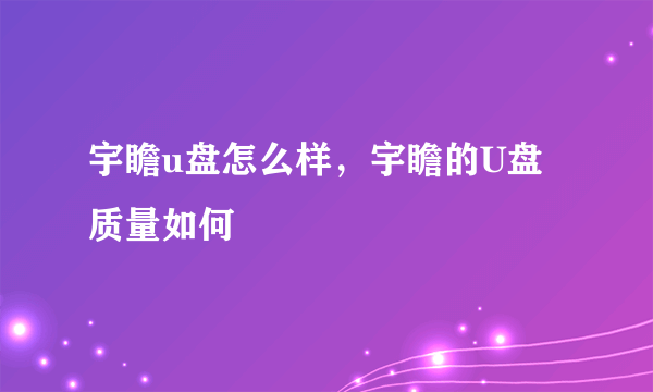 宇瞻u盘怎么样，宇瞻的U盘质量如何