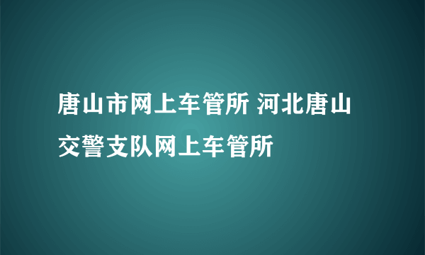 唐山市网上车管所 河北唐山交警支队网上车管所