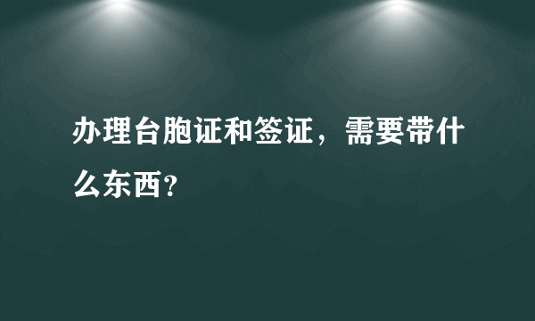 办理台胞证和签证，需要带什么东西？