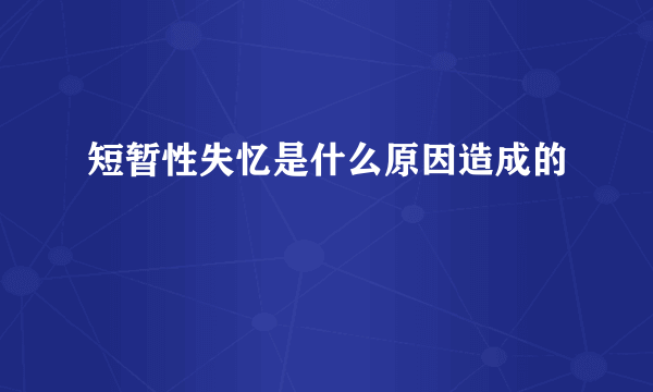 短暂性失忆是什么原因造成的