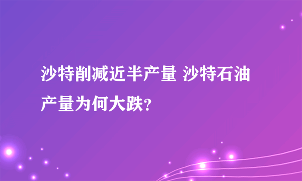 沙特削减近半产量 沙特石油产量为何大跌？