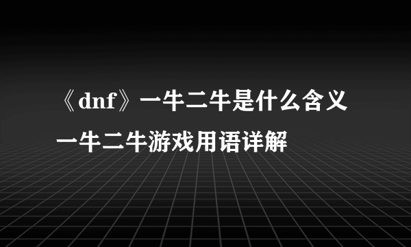 《dnf》一牛二牛是什么含义 一牛二牛游戏用语详解