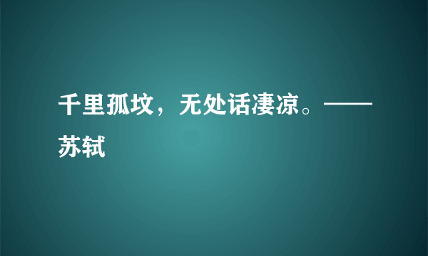 千里孤坟，无处话凄凉。——苏轼