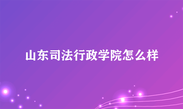 山东司法行政学院怎么样