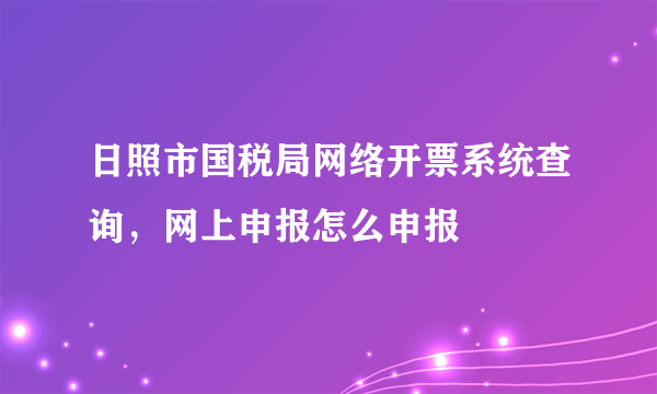 日照市国税局网络开票系统查询，网上申报怎么申报