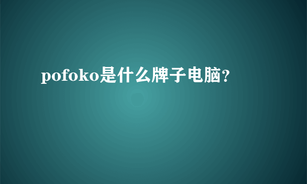 pofoko是什么牌子电脑？