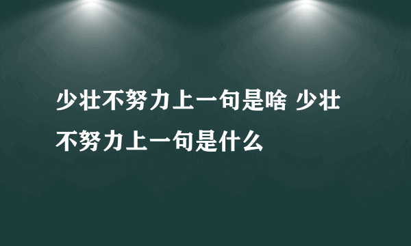 少壮不努力上一句是啥 少壮不努力上一句是什么