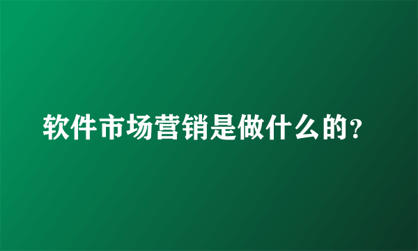 软件市场营销是做什么的？