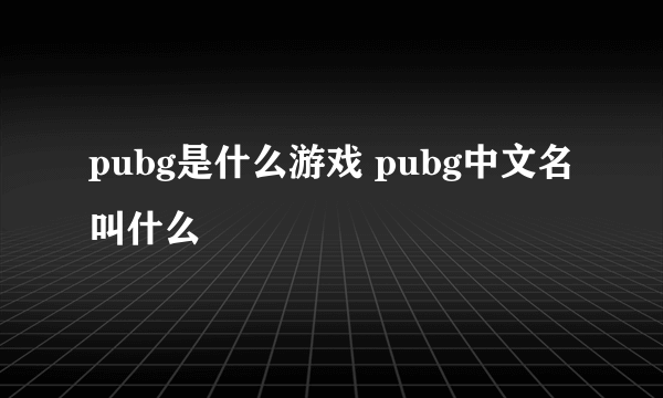 pubg是什么游戏 pubg中文名叫什么