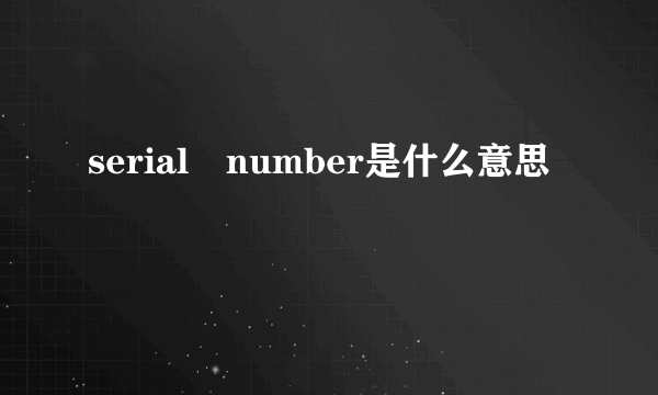 serial number是什么意思