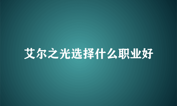 艾尔之光选择什么职业好