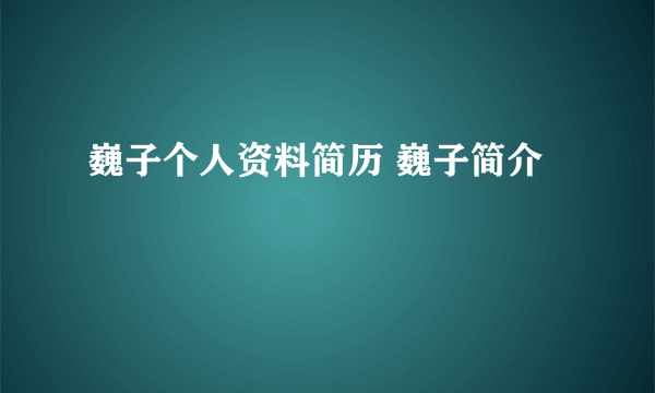 巍子个人资料简历 巍子简介