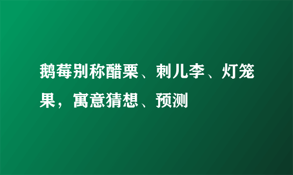 鹅莓别称醋栗、刺儿李、灯笼果，寓意猜想、预测