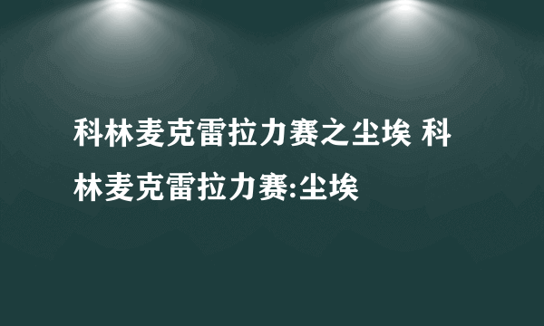 科林麦克雷拉力赛之尘埃 科林麦克雷拉力赛:尘埃