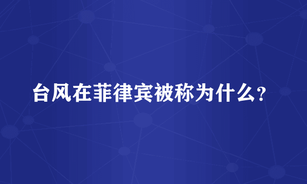 台风在菲律宾被称为什么？