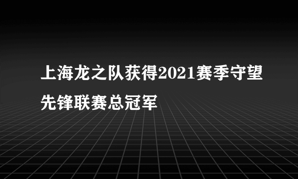 上海龙之队获得2021赛季守望先锋联赛总冠军