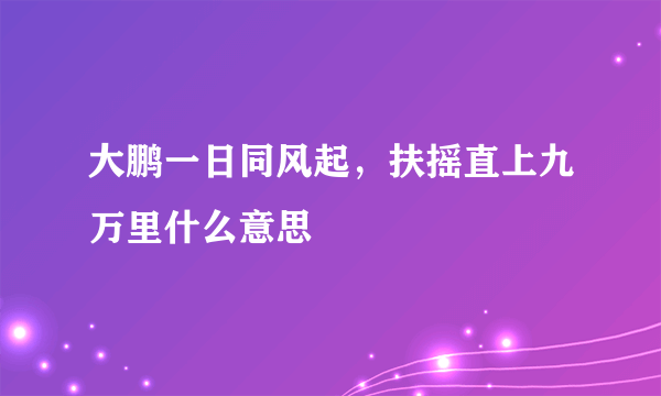 大鹏一日同风起，扶摇直上九万里什么意思