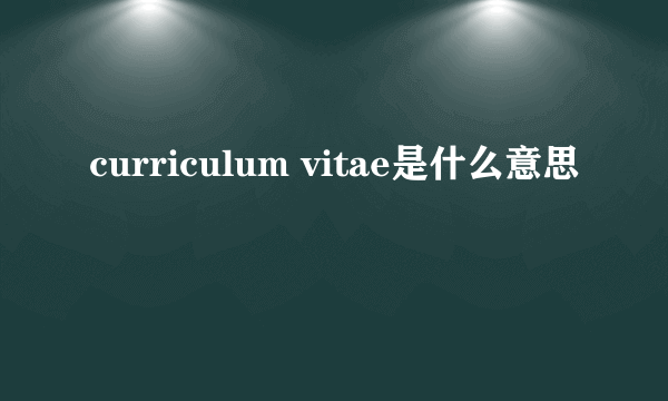 curriculum vitae是什么意思