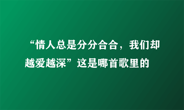 “情人总是分分合合，我们却越爱越深”这是哪首歌里的