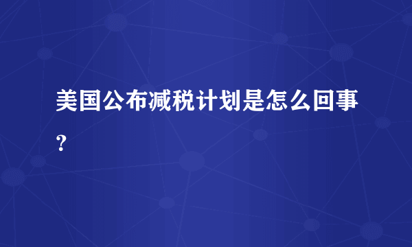 美国公布减税计划是怎么回事？