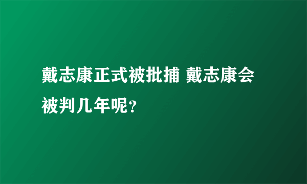 戴志康正式被批捕 戴志康会被判几年呢？