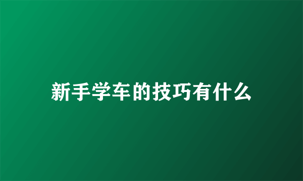 新手学车的技巧有什么