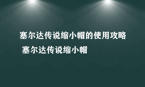 塞尔达传说缩小帽的使用攻略 塞尔达传说缩小帽