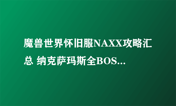 魔兽世界怀旧服NAXX攻略汇总 纳克萨玛斯全BOSS打法教学