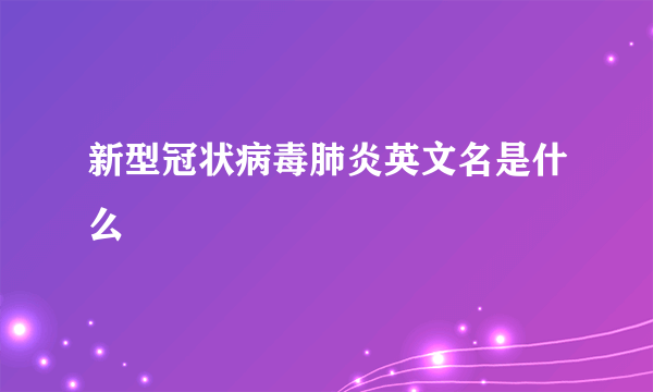 新型冠状病毒肺炎英文名是什么