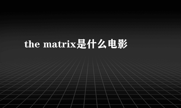 the matrix是什么电影