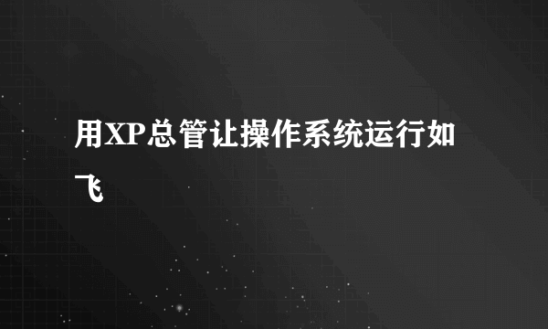 用XP总管让操作系统运行如飞