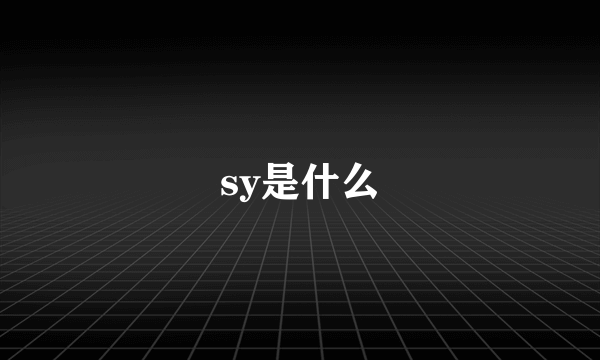 sy是什么