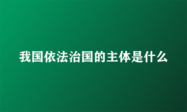 我国依法治国的主体是什么