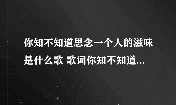 你知不知道思念一个人的滋味是什么歌 歌词你知不知道思念一个人的滋味是什么歌