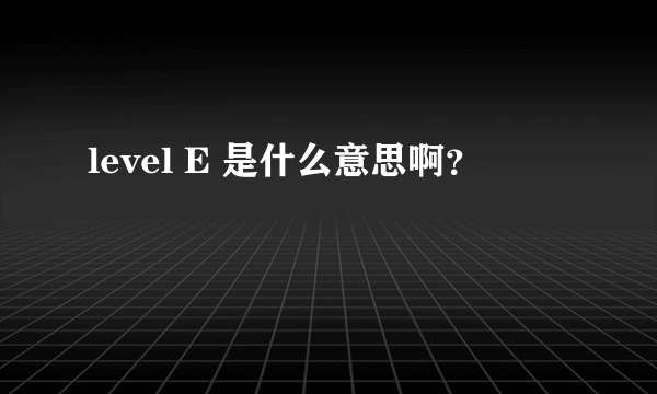 level E 是什么意思啊？