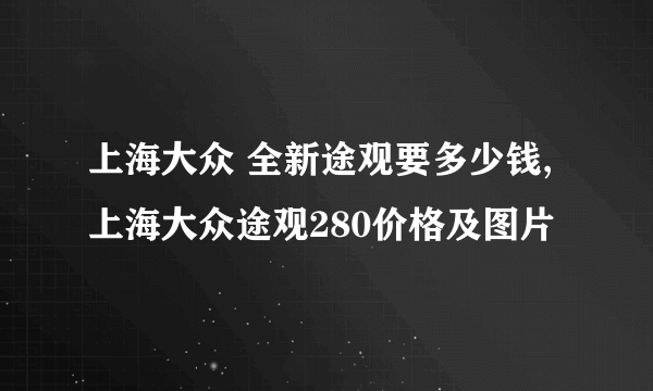 上海大众 全新途观要多少钱,上海大众途观280价格及图片