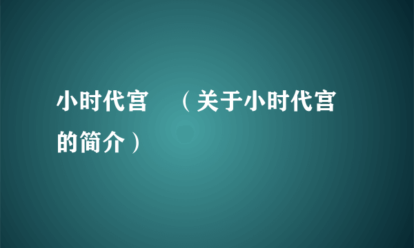 小时代宫洺（关于小时代宫洺的简介）