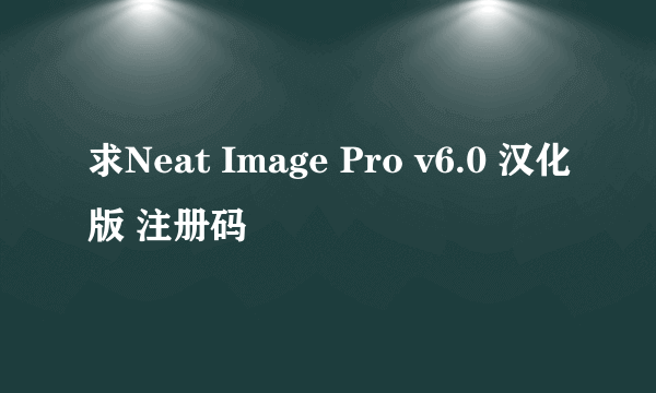 求Neat Image Pro v6.0 汉化版 注册码