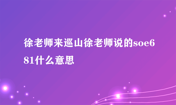 徐老师来巡山徐老师说的soe681什么意思