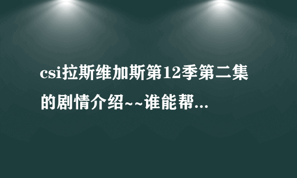 csi拉斯维加斯第12季第二集的剧情介绍~~谁能帮忙一下，要写观后感~