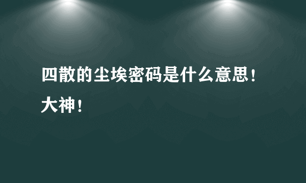 四散的尘埃密码是什么意思！大神！