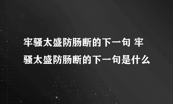 牢骚太盛防肠断的下一句 牢骚太盛防肠断的下一句是什么