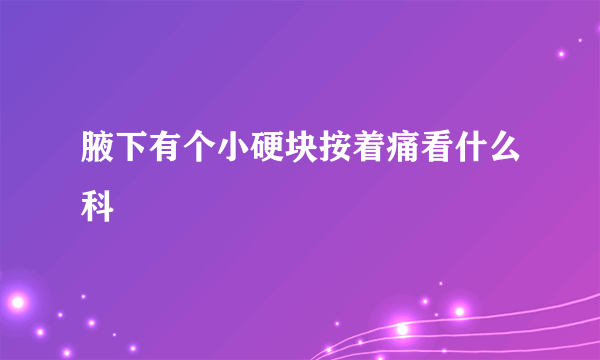 腋下有个小硬块按着痛看什么科