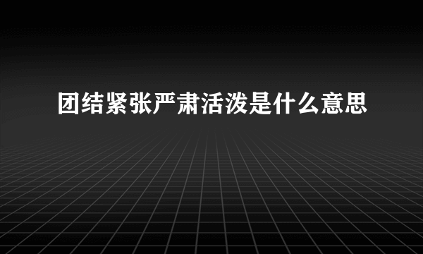 团结紧张严肃活泼是什么意思