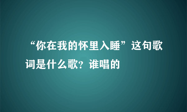 “你在我的怀里入睡”这句歌词是什么歌？谁唱的