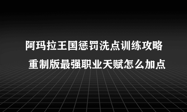 阿玛拉王国惩罚洗点训练攻略 重制版最强职业天赋怎么加点