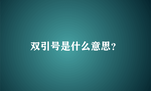 双引号是什么意思？