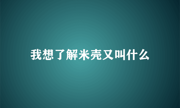 我想了解米壳又叫什么