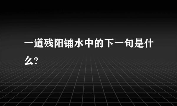 一道残阳铺水中的下一句是什么?